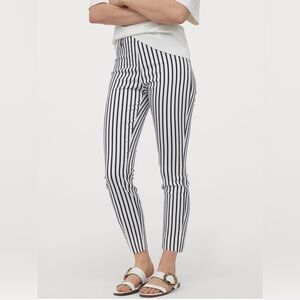 H&M Black & White Stripe Side Zip Skinny Stretch Pants Size 4
